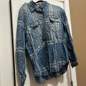 Paisley denim blouse